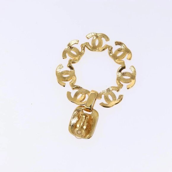 CHANEL COCO Mark Earring Metal Gold CC Auth 135951V - Picture 5 of 10
